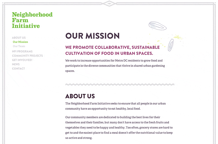 Neue Now Design Co / Dave Kriebel / Neighborhood Farm Initiative / Website Design